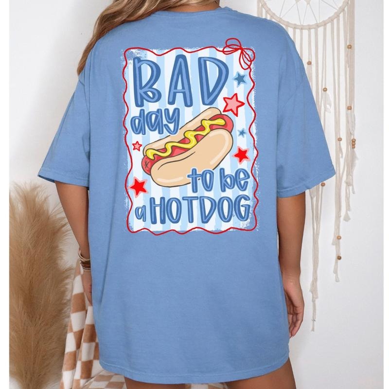 Bad Day To Be A Hot Dog Tee, Cute Hotdog T-Shirt, 4th Of July Tee Hoodie, Sweatshirt | ZylaModa.com