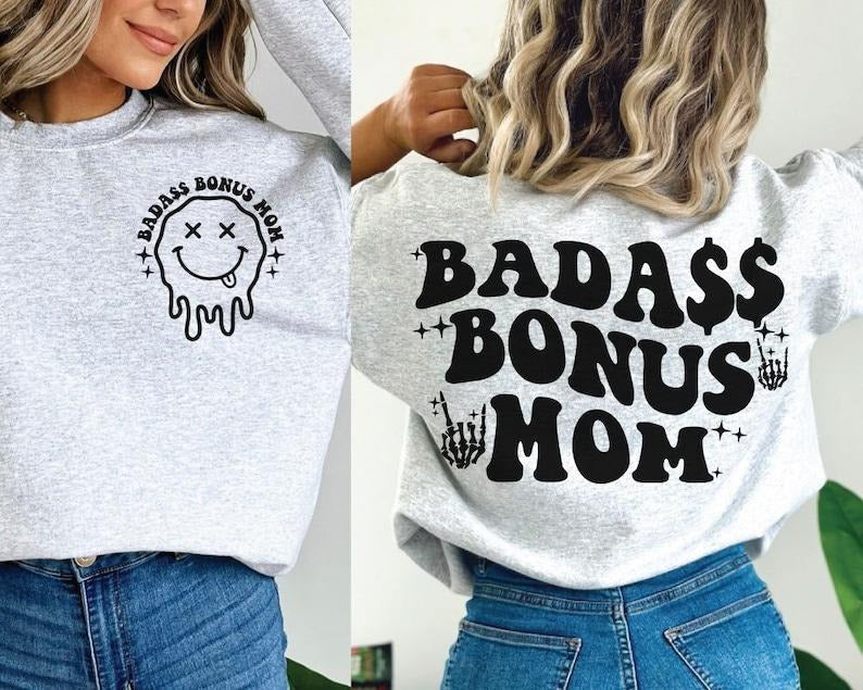 Badass Bonus Mom Shirt, badass bonus mom Shirt, trendy bonus mom Shirt, trending mom Shirt Hoodie, Sweatshirt | ZylaModa.com