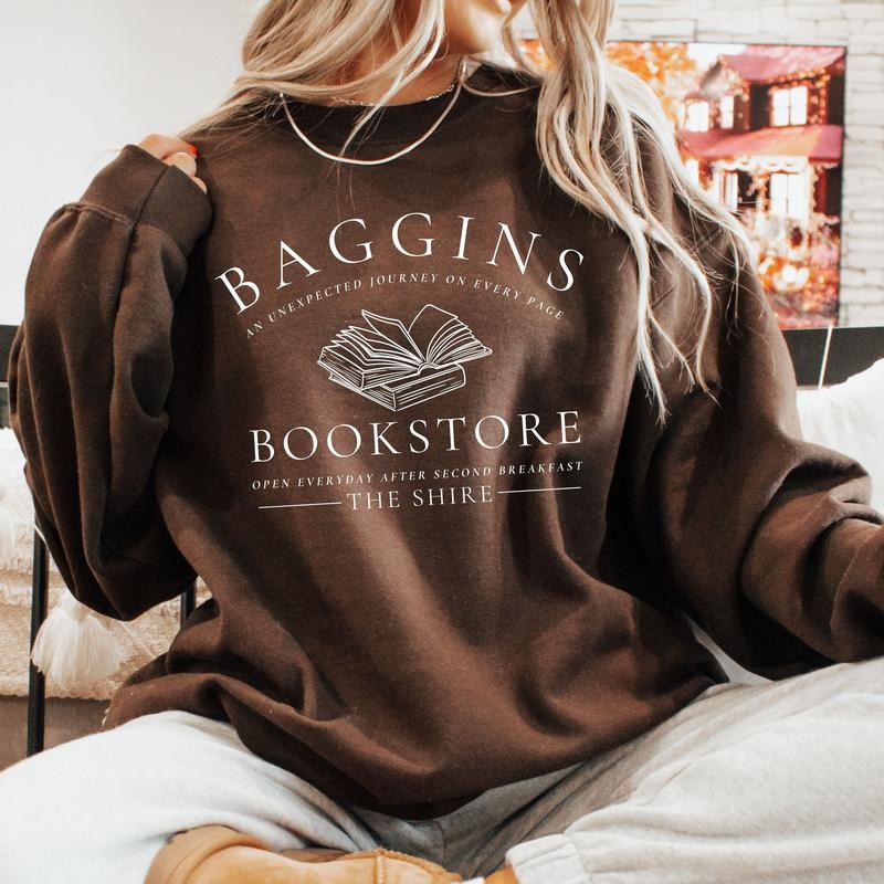 Baggins Bookstore Sweatshirt, The Shire Bookstore Hoodie, Tokien Frodo Bilbo Rivendell Shirt, The Hobbit Shirt, Lotr...