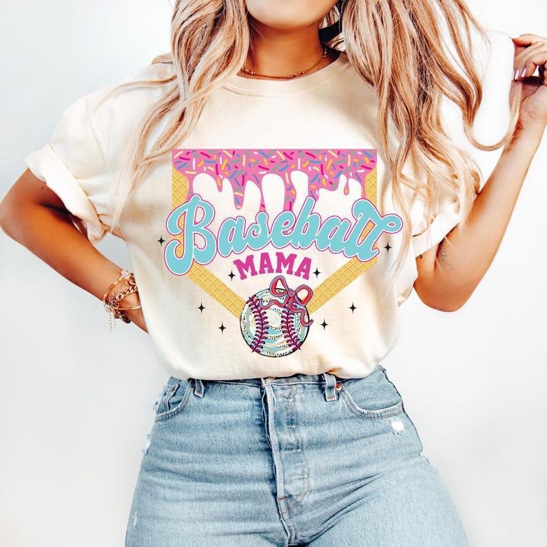 Baseball Drip Mama tshirt, Ice Cream Drip sweatshirt, Preppy Baseball Game Day T-Shirt, tshirt hot trend, mother day Hoodie