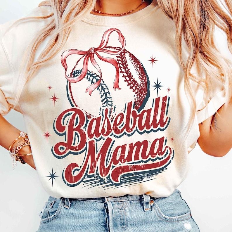 Baseball Mama Tshirt, Coquette Bow T-shirt, Baseball Mom, Baseball Bow, Retro Baseball, Game Day Sports Hoodie, Sweatshirt