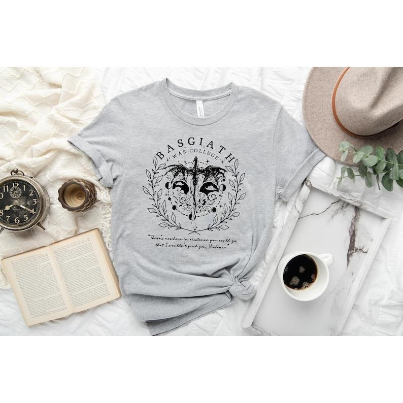Basgiath War College Shirt, Fourth Wing Shirt, Fantasy Bookish Dragon Rider Hoodie and Sweater; T-shirt Cotton Menswear...