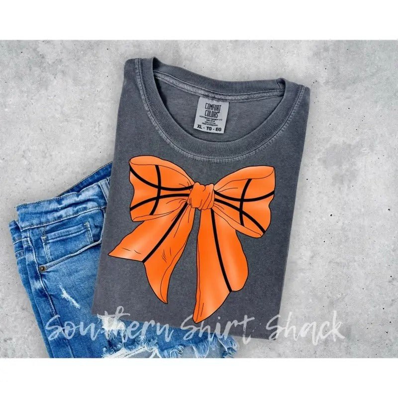 Basketball Bow t shirt |  comfort colors shirt | basketball season t shirt Hoodie, Sweatshirt | ZylaModa.com
