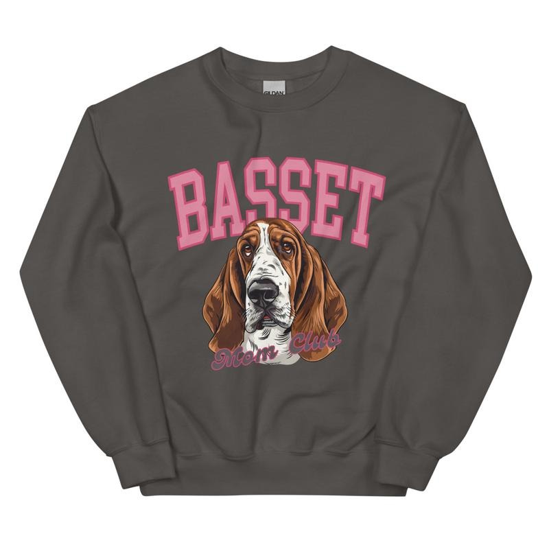 Basset Hound Mom Club Sweatshirt ~ Sweatshirt Unisex Apparel Relaxed Fit Printed in the USA Clothing Womenswear Casual...