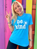Be Kind Acid Wash Turquoise Tee Hoodie, Sweatshirt | ZylaModa.com