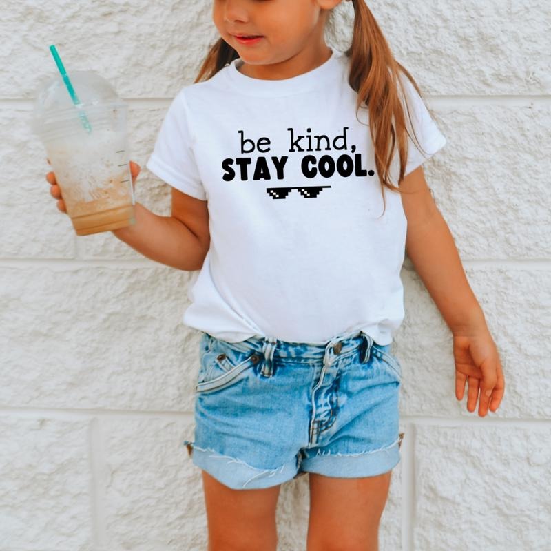 Be Kind, Stay Cool, Toddler T-Shirts & Baby Bodysuits, Graphic Infant Clothes, Cute Baby Shower Gift, Trendy Kids...