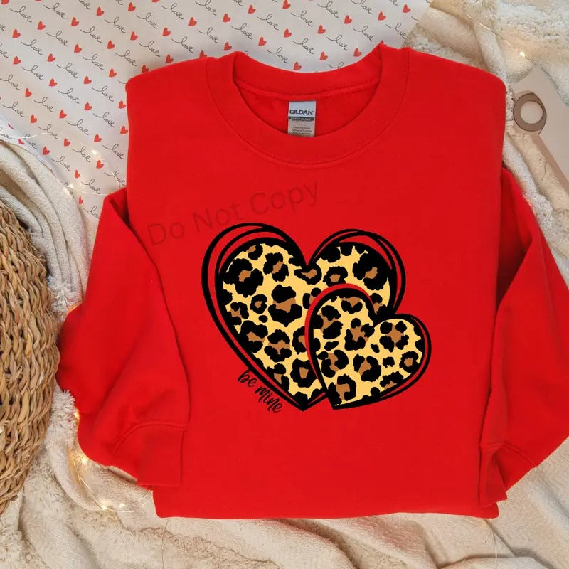 Be Mine Leopard Heart Direct to Film Garment Transfer T-Shirts, Hoodie, Sweatshirt | ZylaModa.com