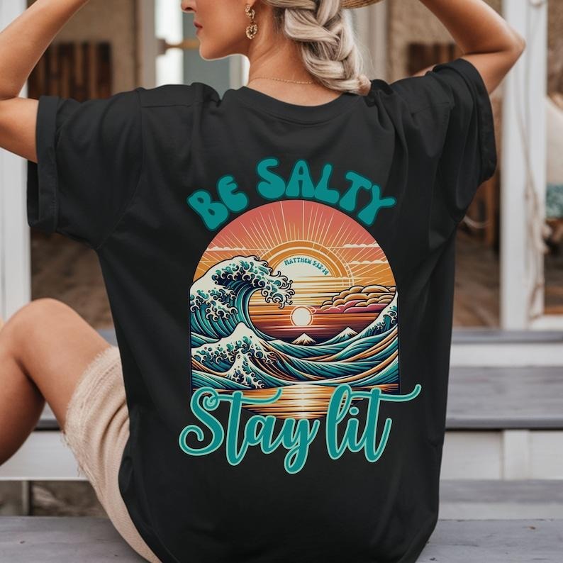 Be Salty Stay Lit Boho Beachy Tee Bible Verse Christian Shirts Beach Inspired Shirt Trendy Christians T Shirts Jesus...