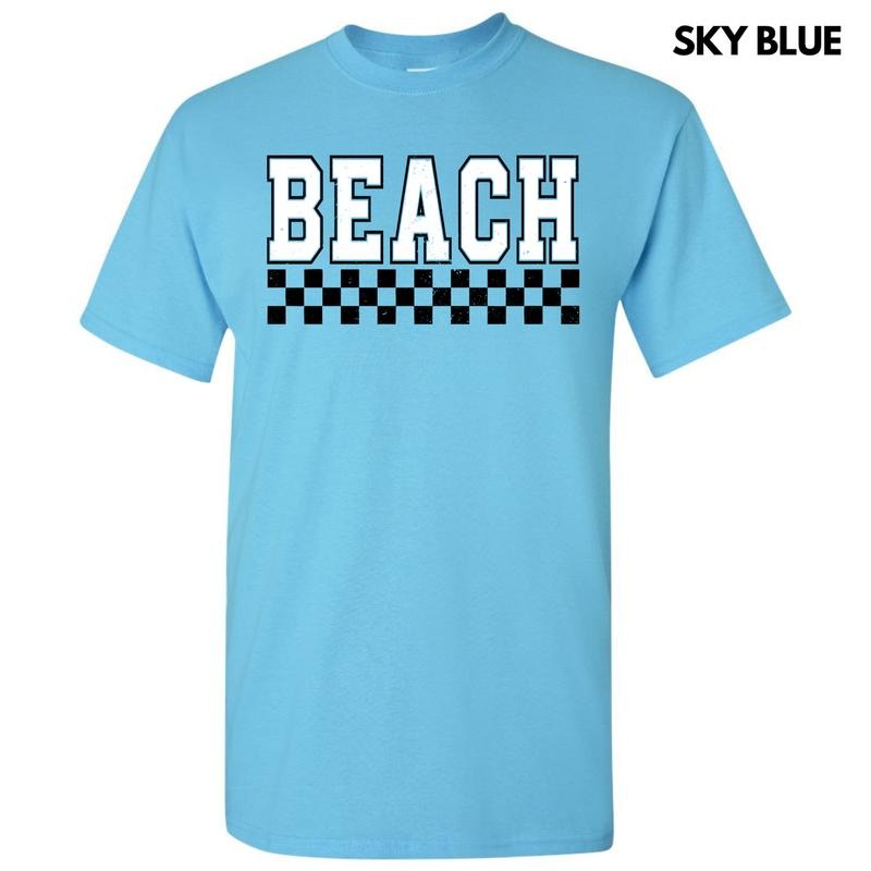 Beach Varsity Checkered Gildan Short Sleeve T-Shirt 'NLB' Hoodie, Sweatshirt | ZylaModa.com