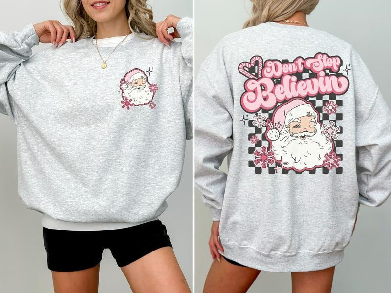 Believing Retro Santa Claus Sweatshirt T-Shirts, Hoodie | ZylaModa.com