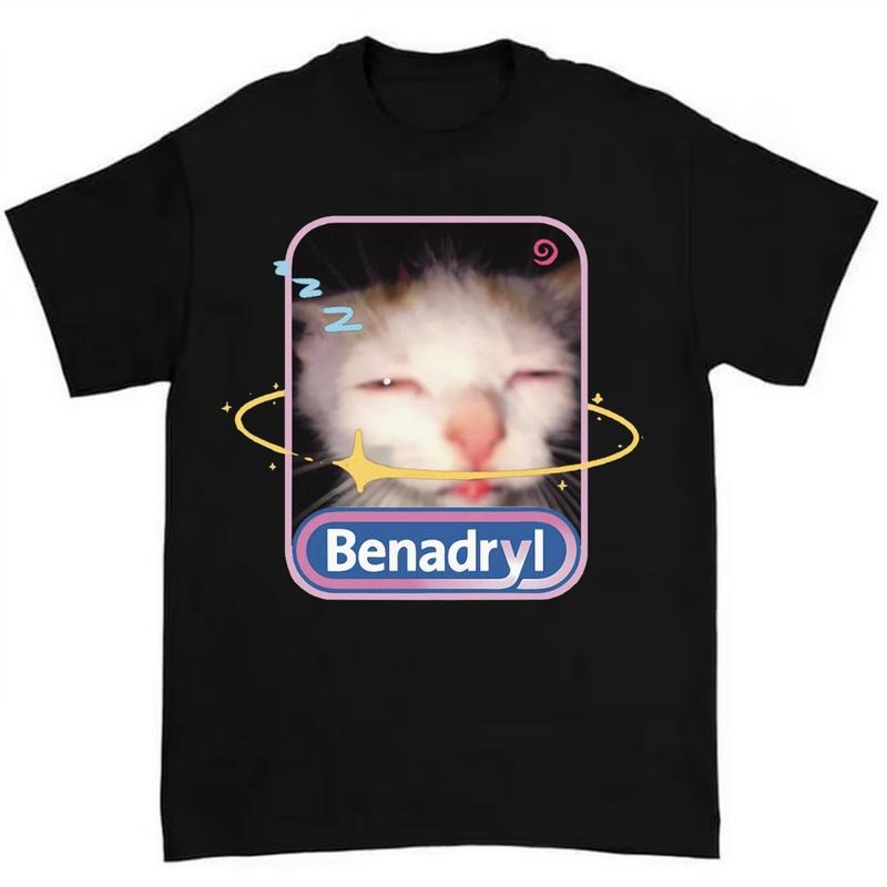 Benadryl Cat T-Shirt Highlighting Hilarious and Adorable Meme Artwork Hoodie, Sweatshirt | ZylaModa.com