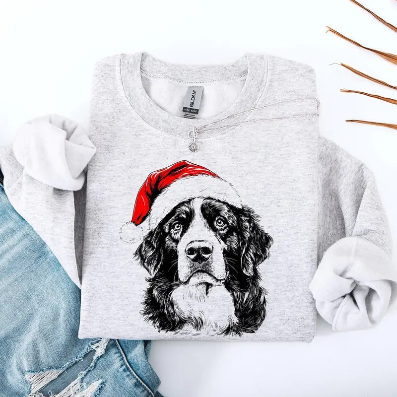 Bernese Mountain, Santa, Dog, Christmas, Dog Lover, Pet Sweatshirt, Crew Neck, Women's, Crewneck T-Shirts, Hoodie