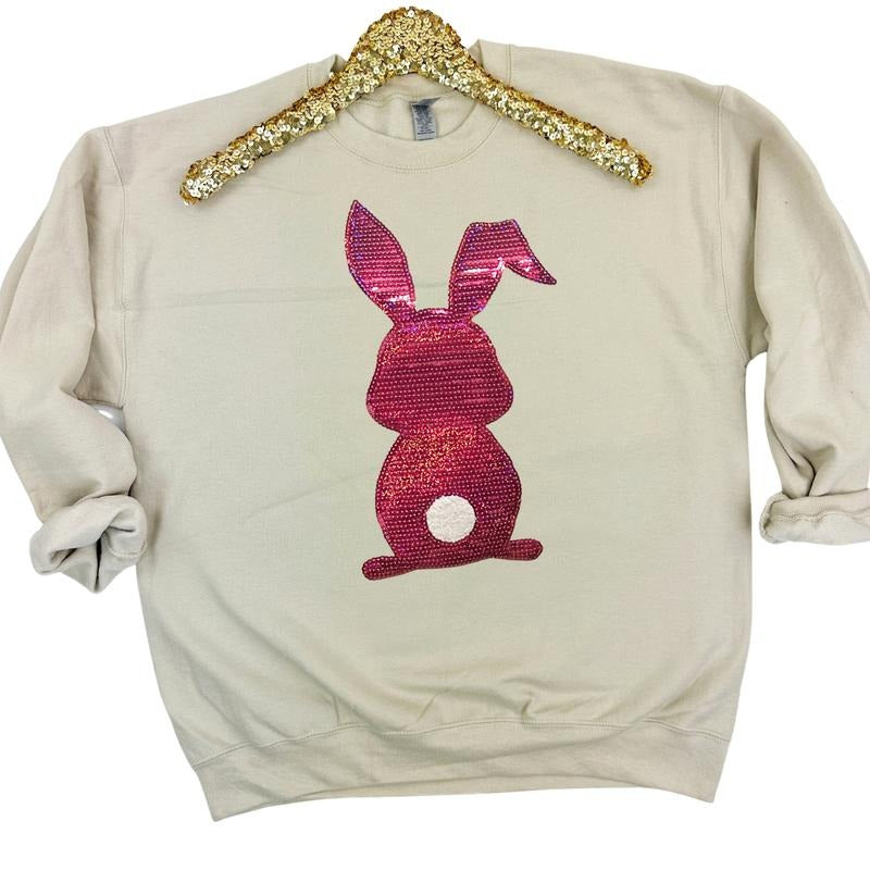 Berry Bunny Sequin Patch Sweatshirt -- SAND T-Shirts, Hoodie | ZylaModa.com