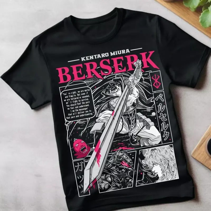 Berserk T-shirt Strip Guts Berserker Armour Horror Anime Gift Tee Shirt All Size Hoodie, Sweatshirt | ZylaModa.com