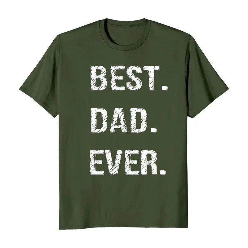 Best Dad Ever Fathers Day T-Shirt - Casual Cotton Crewneck Tee with White Text Design Hoodie, Sweatshirt | ZylaModa.com