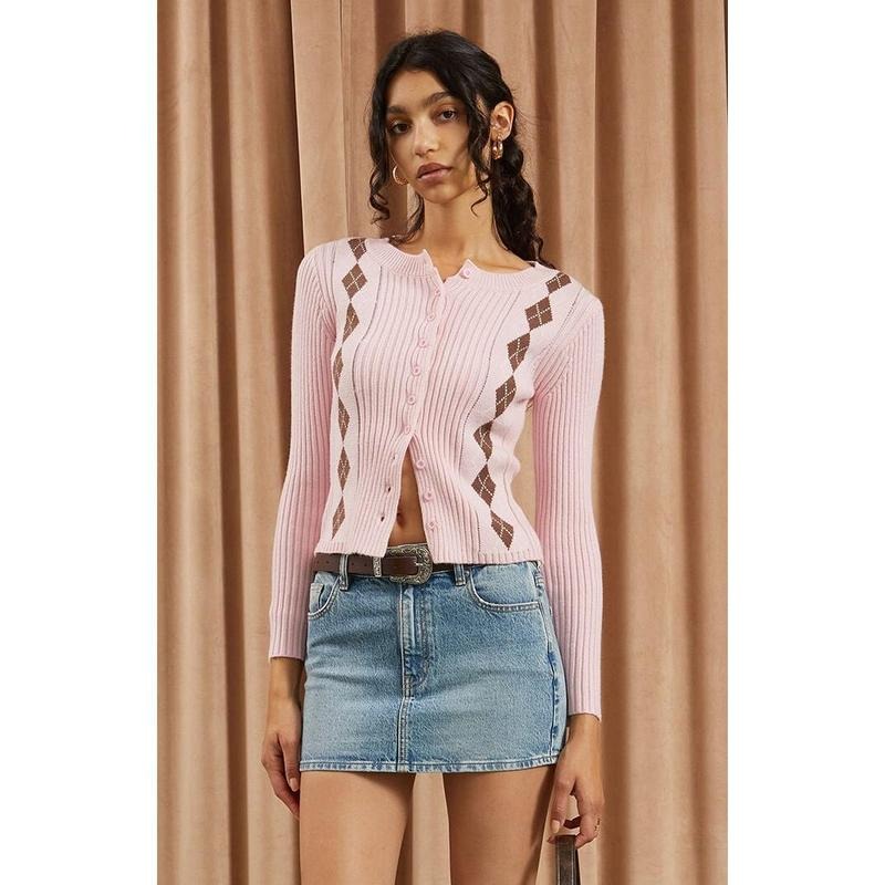 Beverly and Beck Women's Argyle Knit Cardigan T-Shirts, Hoodie, Sweatshirt | ZylaModa.com