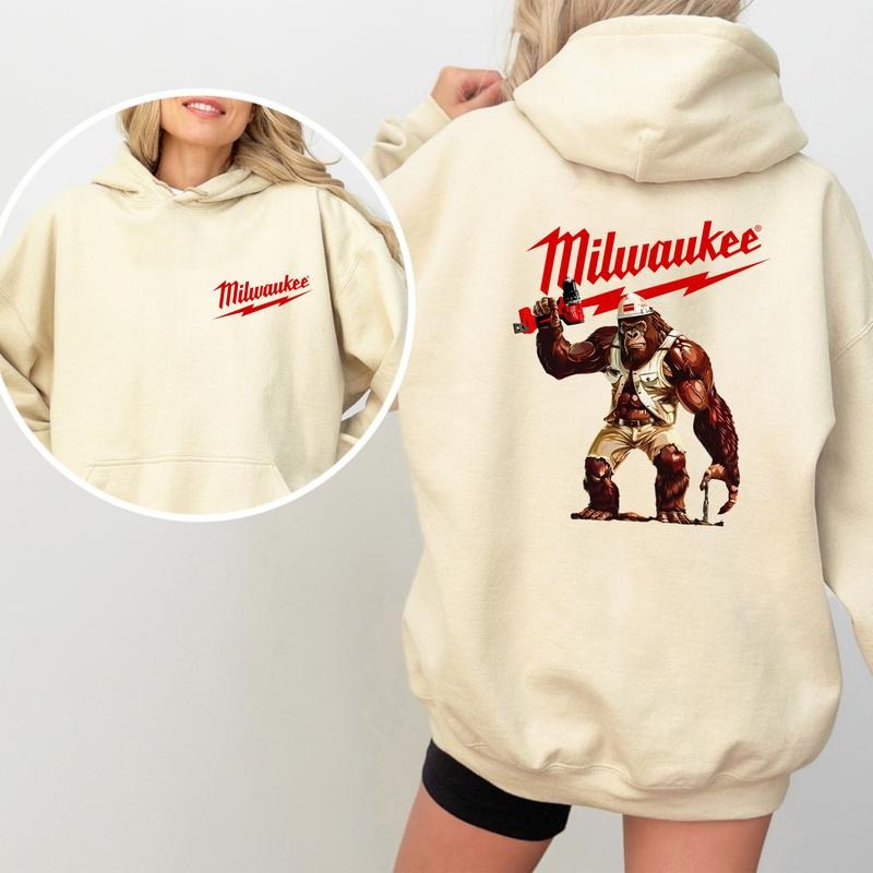 BigFoot Milwaukee 2-Side Hoodie, Vintage Jesus BigFoot Hoodie, Retro BigFoot Graphic Hoodie for Men, Unique BigFoot...