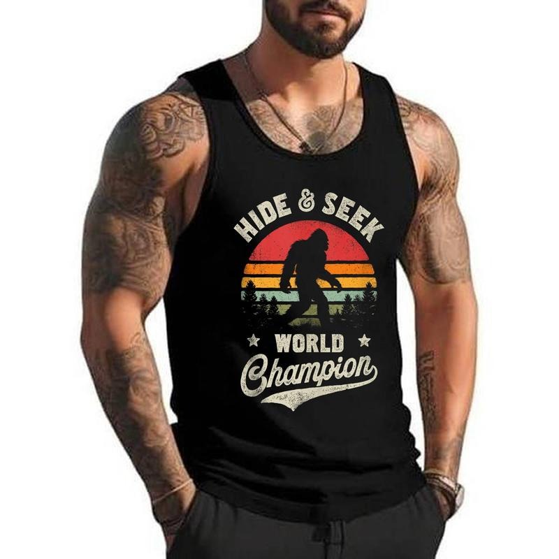 Bigfoot Hide And Seek World Champion Sasquatch Retro Vintage Unisex Tank Top, Cotton, Size S-3XL T-Shirts, Hoodie, Sweatshirt