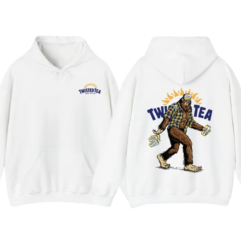 Bigfoot Twisted Tea Hoodie, Twisted Tea Sweatshirt, 2 Sided Graphic Printed Unisex Classic Comfort Cotton Shirt for Men,...