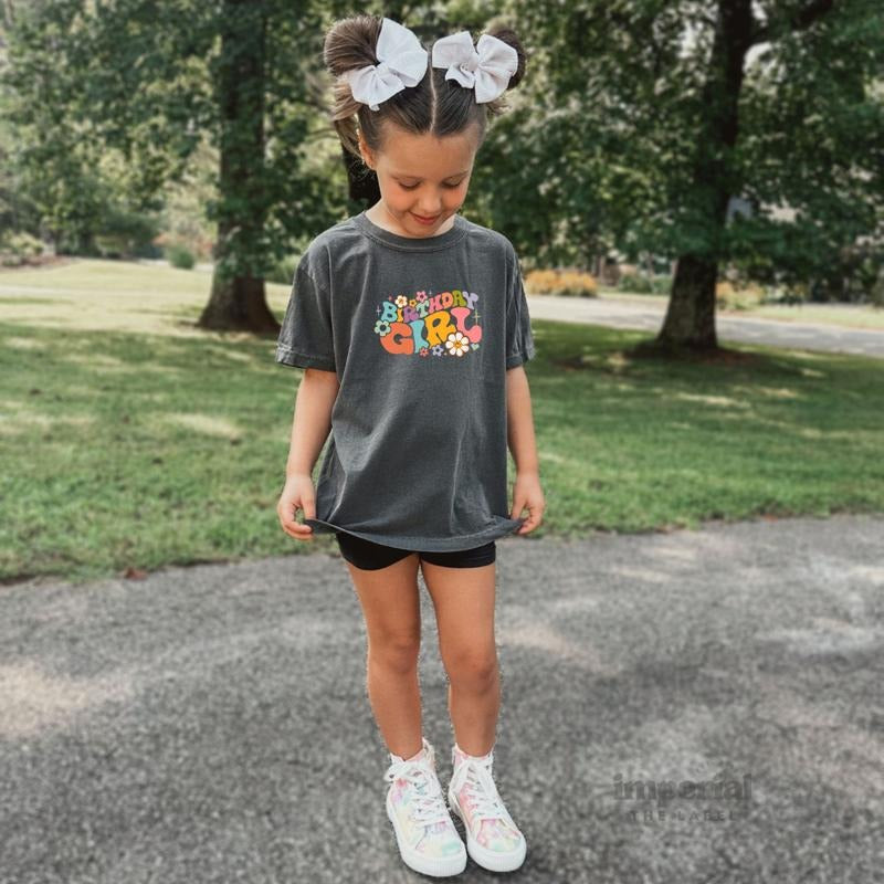 Birthday Girl Youth Sweatshirt and Kid's Comfort Colors T-Shirt, Cute Youth Crewneck, Celebration Kids Pullover, Cozy...