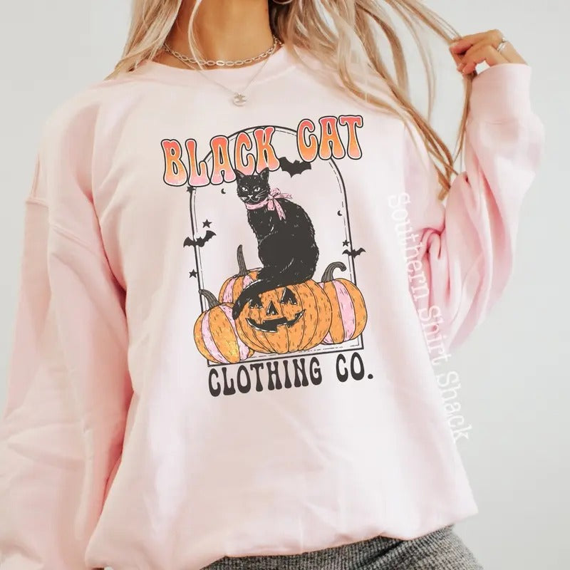 Black Cat Clothing Co Halloween Sweatshirt T-Shirts, Hoodie | ZylaModa.com