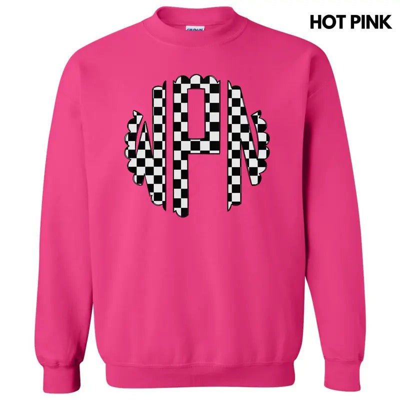 Black Checkered Monogram Sweatshirt 'NLB' T-Shirts, Hoodie | ZylaModa.com
