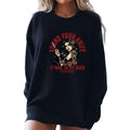 Black Crewneck Sweatshirt with Tatted Woman Holding Knife - "I Found Your Knife, It Was in My Back" - Grunge,...