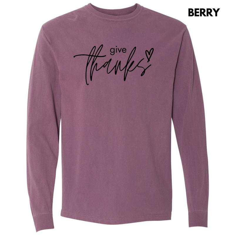 Black Give Thanks Long Sleeve Comfort Colors T-Shirt 'NLB' Hoodie, Sweatshirt | ZylaModa.com