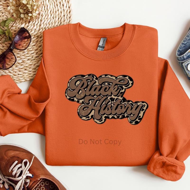 Black History Leopard Retro DTF Transfer T-Shirts, Hoodie, Sweatshirt | ZylaModa.com