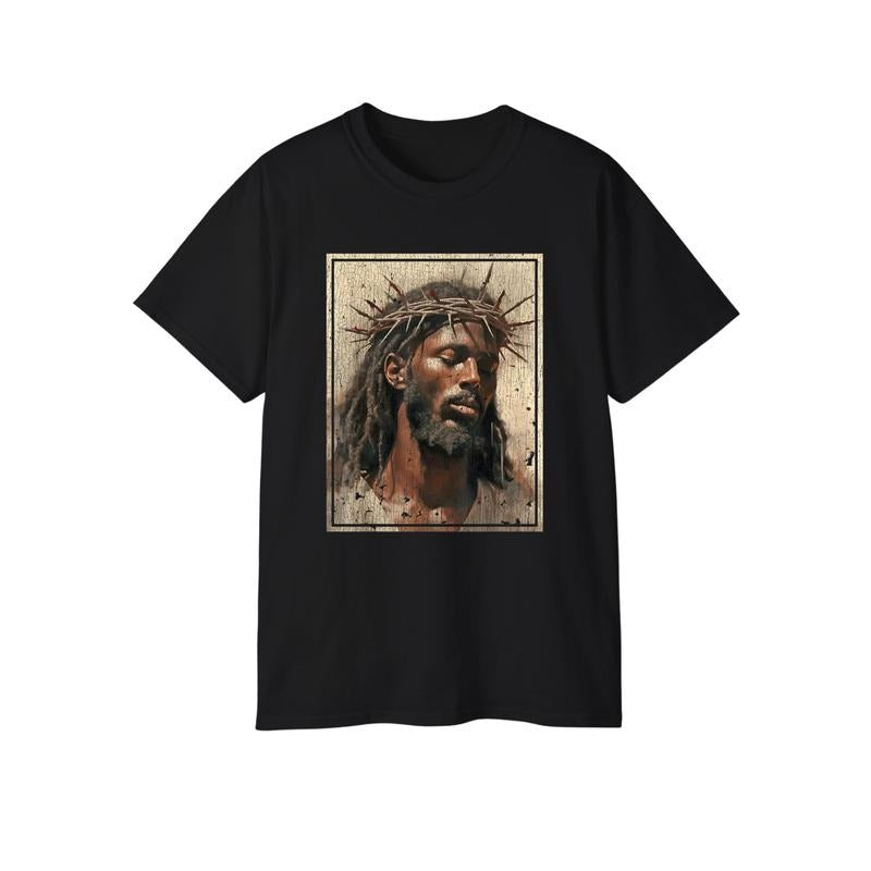 Black Jesus Shirt Face Of Jesus Cross With Crown Of Thorns T-Shirt Hoodie, Sweatshirt | ZylaModa.com