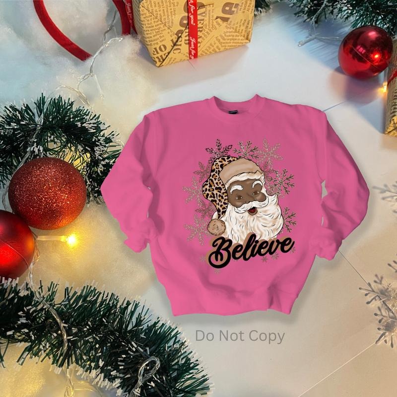 Black Santa DTF Transfer ONLY - This is NOT a T Shirt Hoodie, Sweatshirt | ZylaModa.com