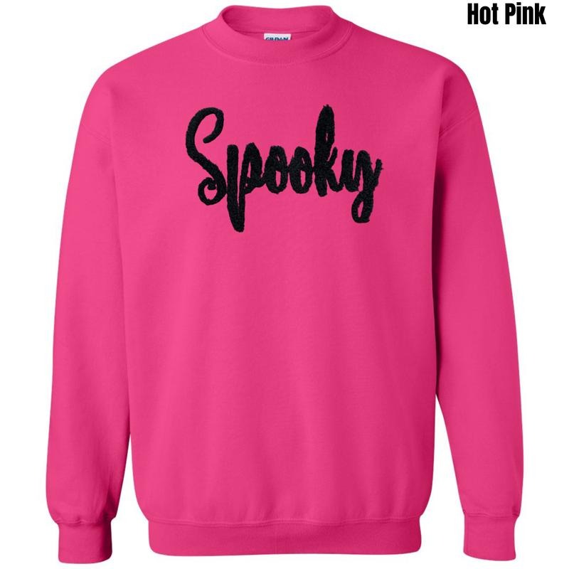 Black Spooky Fluffy Patch Sweatshirt T-Shirts, Hoodie | ZylaModa.com