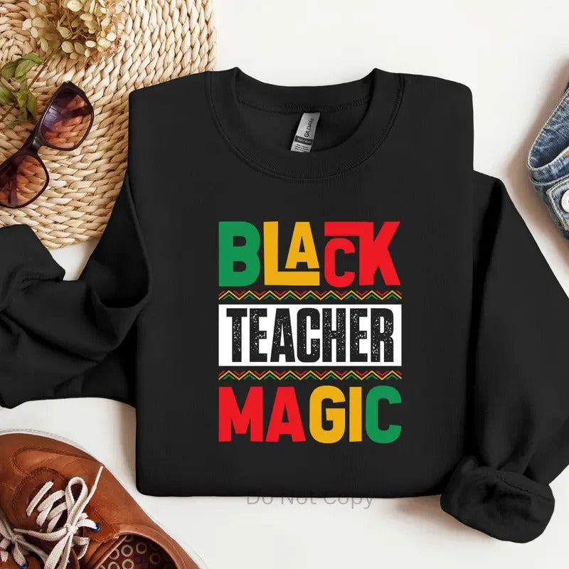 Black Teacher Magic Multi DTF Transfer T-Shirts, Hoodie, Sweatshirt | ZylaModa.com