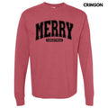 Black Varsity Merry Christmas Long Sleeve Comfort Colors T-Shirt 'NLB' Hoodie, Sweatshirt | ZylaModa.com