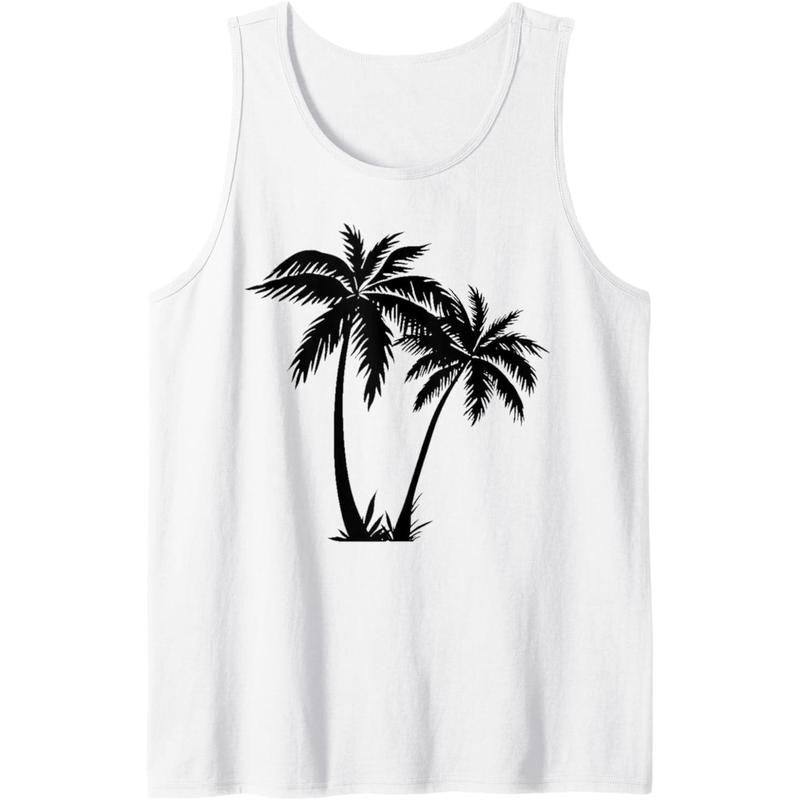 Black White Palm Trees Summer Sun Beach T-Shirt Women Men Tank Top Made in USA Hoodie, Sweatshirt | ZylaModa.com