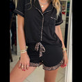 Black with Leopard Trim Ruffle Shorts T-Shirts, Hoodie, Sweatshirt | ZylaModa.com