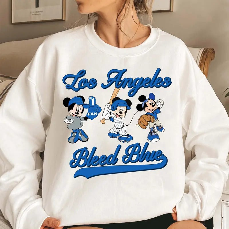 Bleed Blue Miickkey And Miinniie shirt, Los Angeles Baseball Sweatshirt, Blue Team, Cute Vintage 90s, Fan LA Baseball...