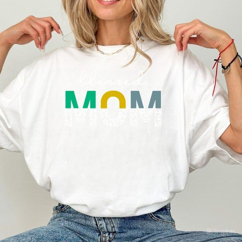 Blessed Mom With Leopard Design Shirt, Mothers Day Shirt, Gift For Mother Day, Mother Day Tshirt, Really Cool Leo Blessed...