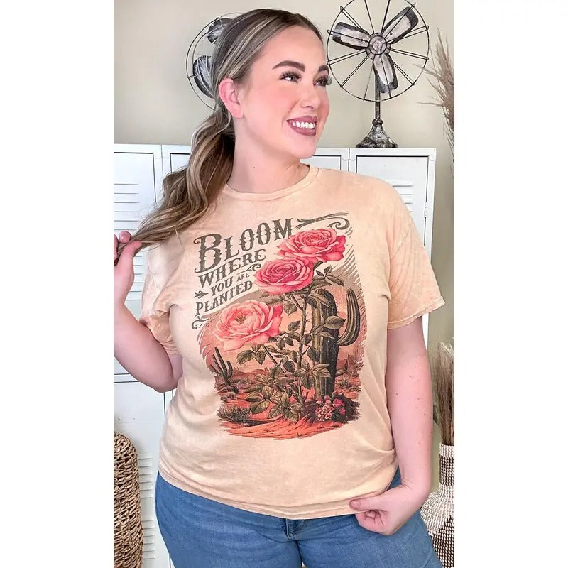 Bloom Where You Were Planted Christian Mineral Washed Graphic T-Shirt Hoodie, Sweatshirt | ZylaModa.com