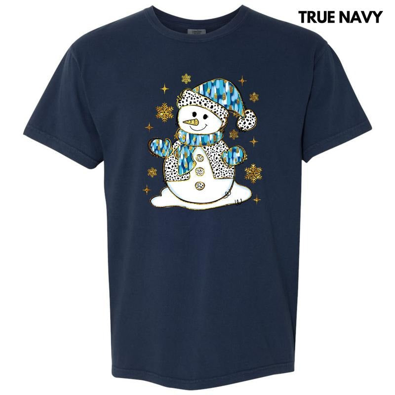 Blue & Gold Spotted Snowman Comfort Colors T-Shirt 'NLB Hoodie, Sweatshirt | ZylaModa.com