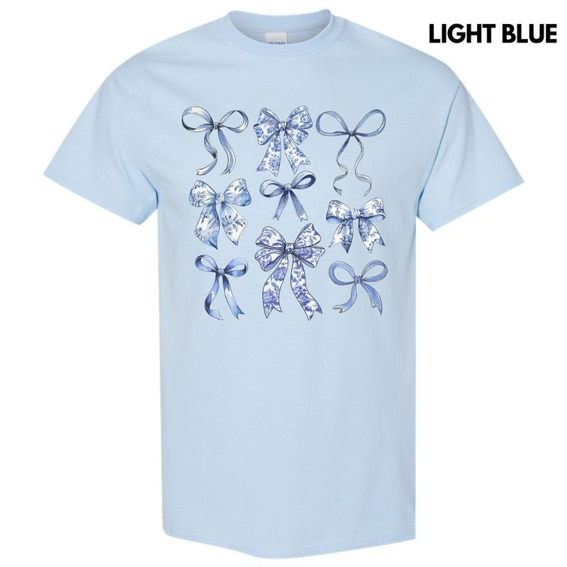 Blue Bow Coquette Collage Gildan Short Sleeve T-Shirt 'NLB' Hoodie, Sweatshirt | ZylaModa.com