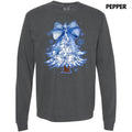 Blue Chinoiserie Christmas Tree Long Sleeve Comfort Colors T-Shirt 'NLB' Hoodie, Sweatshirt | ZylaModa.com