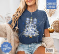 Blue Floral Christmas Tree Shirt Comfort Colors, Trendy Holiday Women's Tshirt Hoodie, Sweatshirt | ZylaModa.com