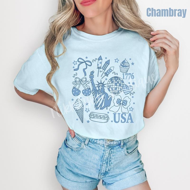 Blue USA Collage Comfort Colors T-Shirt 'NLB' Hoodie, Sweatshirt | ZylaModa.com