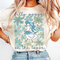 Boho Floral Goose Tshirt, Mama Goose Shirt, Spring Floral Tee, Silly Goose on the loose Girly Shirt, Coquette Bow, Trendy...