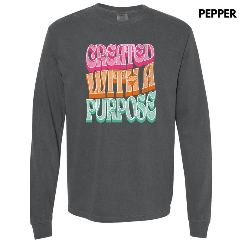 Bold Created With A Purpose Long Sleeve Comfort Colors T-Shirt 'NLB' Hoodie, Sweatshirt | ZylaModa.com