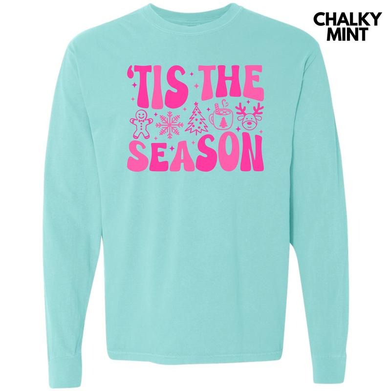 Bold Tis The Season Pink Long Sleeve Comfort Colors T-Shirt 'NLB' Hoodie, Sweatshirt | ZylaModa.com