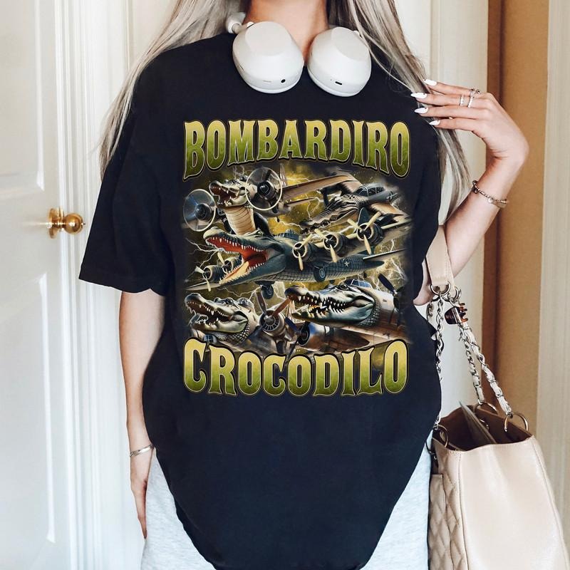 Bombardiro Crocodilo T-Shirt Italian Meme Funny Brainrot Graphic Tee Hoodie, Sweatshirt | ZylaModa.com