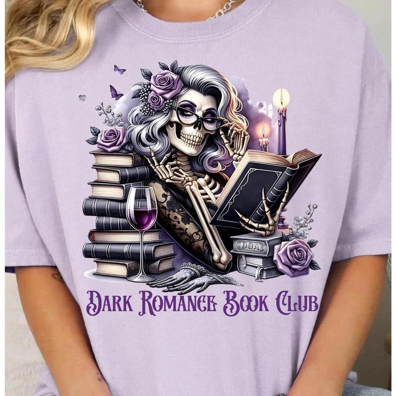 Bookish Skeleton Mom Shirt Dark Romance Reader Clipart Goth Book Lo Sassy Skull Reading Humor for Shirts digitalver...