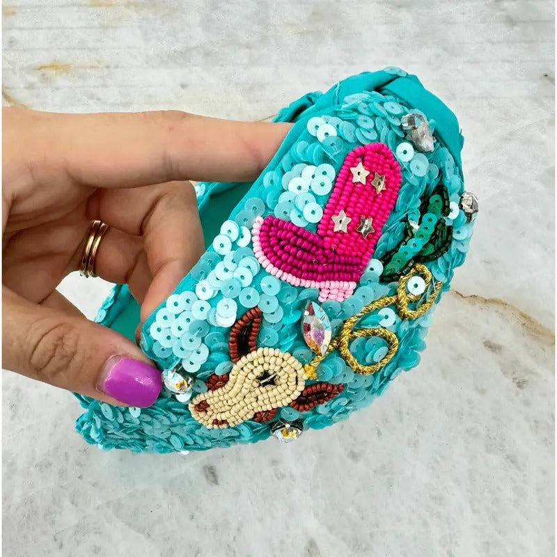 Boots & Cactus Sequin Beaded Headband T-Shirts, Hoodie, Sweatshirt | ZylaModa.com